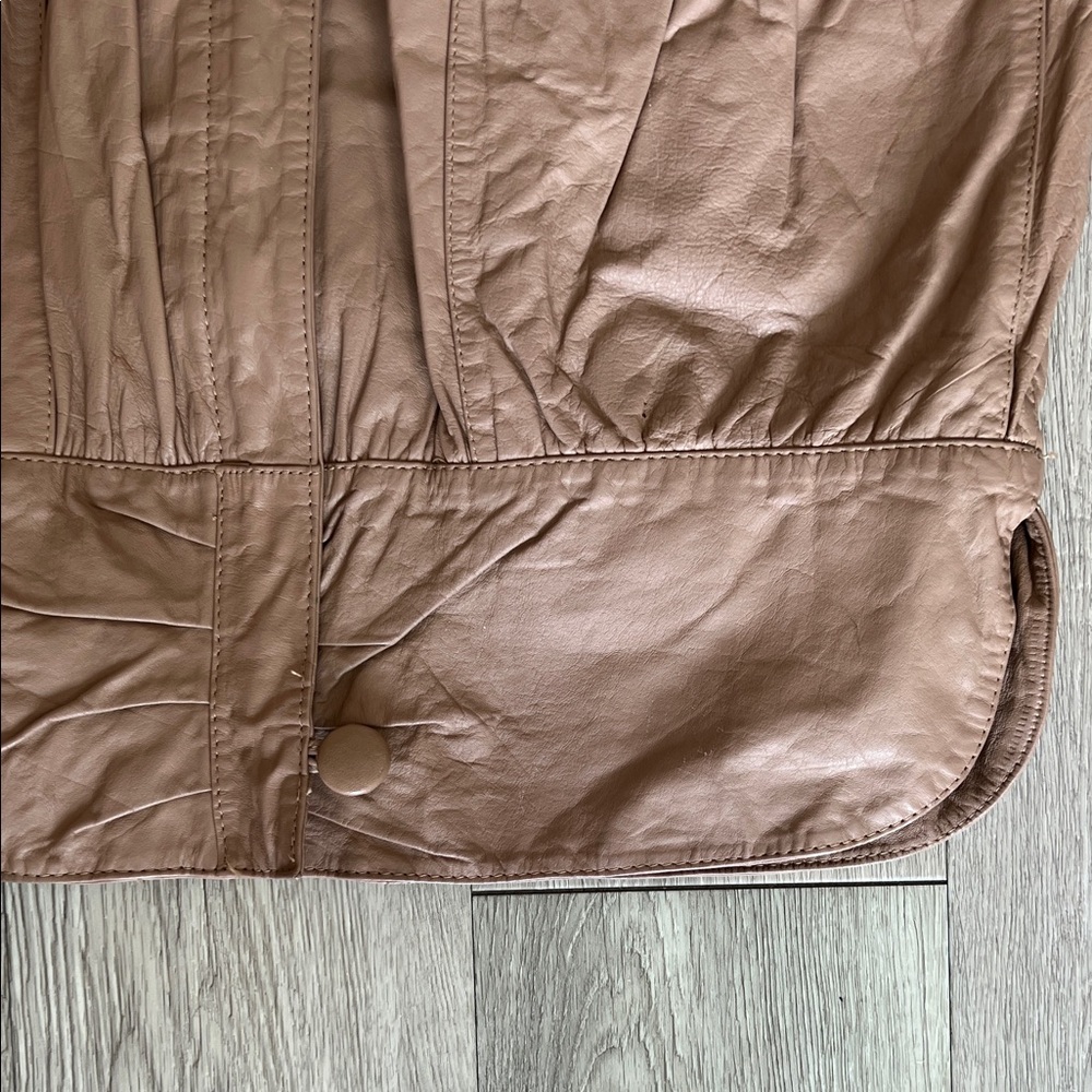 OVERSIZED LEATHER JACKET 70s GEORGEE SPORT Taupe Long bomber luxury VINTAGE - Picture 8 of 14
